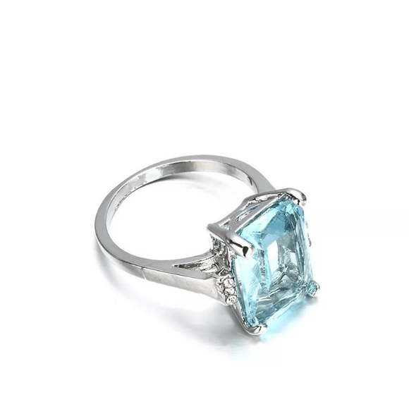 Silver Women Jewelry Aquamarine Bridal Ring - Picture 3 of 4